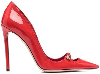 HARDOT 110mm Bar-Detail Patent Leather Pumps-AA