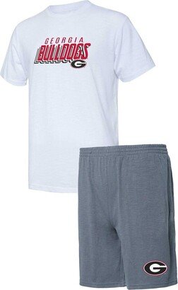 Men's Concepts Sport Charcoal, White Georgia Bulldogs Downfield T-shirt and Shorts Set - Charcoal, White