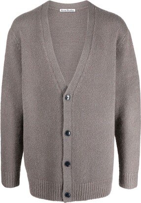 textured V-neck cardigan-AB