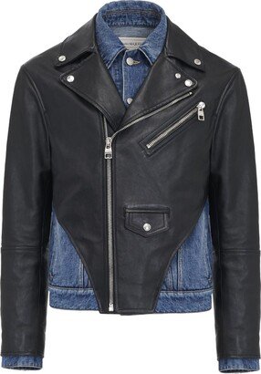 Leather Panelled Denim Jacket