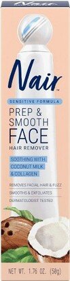 Nair Prep Smooth Face Hair Remover, Sensitive Formula, Coconut Milk and Collagen - 1.76 oz