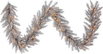 9' x 14 Platinum Fir Artificial Christmas Garland, Warm White Dura-lit LED Lights