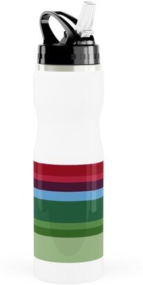 Photo Water Bottles: Rainbow Stripe Stainless Steel Water Bottle With Straw, 25Oz, With Straw, Multicolor