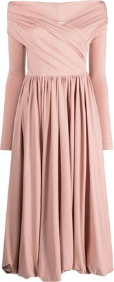 Off-The-Shoulder Cotton Midi Dress