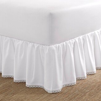 Crochet White Cotton Sateen Ruffle Bedskirt