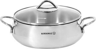 Korkmaz Tombik 3.6 Liter Stainless Steel Low Casserole in Polished Silver