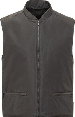 Band-Collar Zipped Gilet