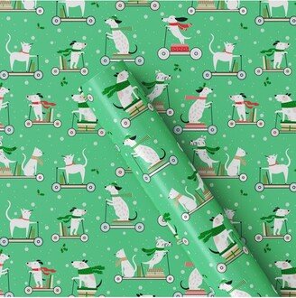 50 sq ft Animals on Wheels Christmas Gift Wrap Light Green - Wondershop™