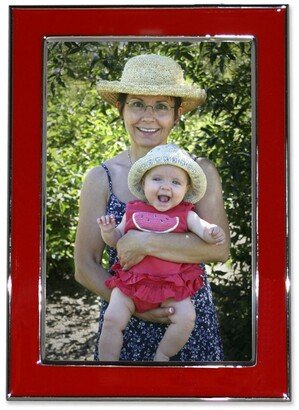 Silver Plated Metal with Red Enamel Picture Frame - 4