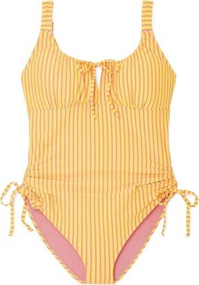 Adore Me Women's Natasha One Piece Swimwear 3X / Goldfinch Seersucker C01 Yellow