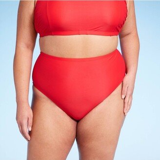 Women's High Waist Cheeky Bikini Bottom Red