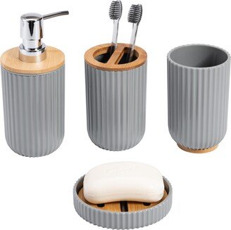 Kralix 4pc Ribbed Bath Accessory Set