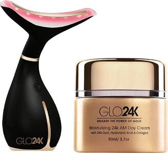 Glo24k Neck & Face Led Beauty Massager & 24K Moisturizing Day Cream