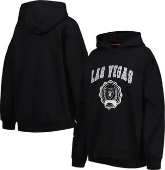 Women's Black Las Vegas Raiders Becca Drop Shoulder Pullover Hoodie