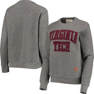 Women's Pressbox Heather Charcoal Virginia Tech Hokies Moose Quilted Pullover Sweatshirt