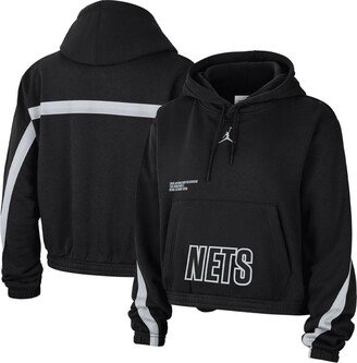 Women's Black Brooklyn Nets Courtside Statement Edition Pullover Hoodie