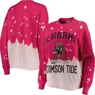 Women's Gameday Couture Crimson Alabama Crimson Tide Twice As Nice Faded Dip-Dye Pullover Sweatshirt