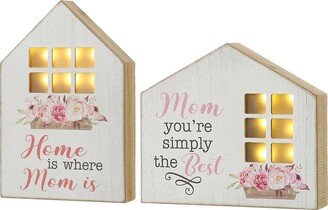 Set of 2 Lighted Mother's/Father's Day Wooden House Table Sign