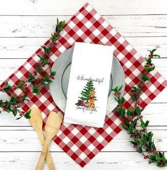 Christmas Golden Retriever Flour Sack Towel - Pup Tea Gift For Lover Dog Mom Holiday Kitchen