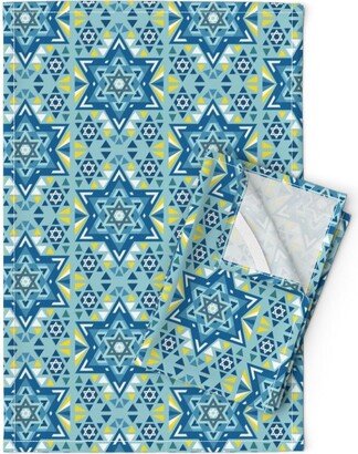 Hanukkah Star Tea Towels | Set Of 2 - Of David By Mintparcel Jewish Symbol Holiday Linen Cotton Spoonflower