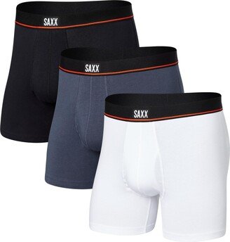 Men's Non-Stop Stretch Boxer Fly Brief, Pack of 3 - Black, Deep Navy, White