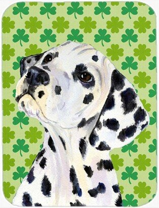 SS4423LCB Dalmatian St. Patricks Day Shamrock Portrait Glass Cutting Board