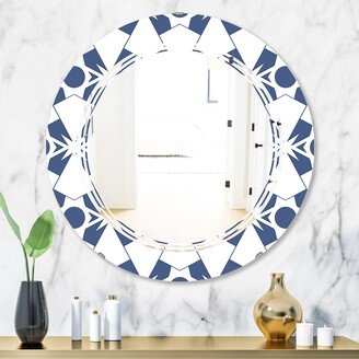 Designart 'Abstract Retro Geometrical Design I' Printed Modern Round or Oval Wall Mirror - Triple C