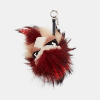 Mulitcolor Fox Fur and Leather Eye Studded Cube Monster Bag Charm