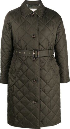 Diamond-Quilted Single-Breasted Coat