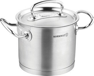 Korkmaz Proline Professional Series 9 Liter Stainless Steel Extra Deep Casserole with Lid in Silver