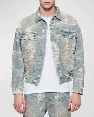 Men's Jacquard Vintage Denim Jacket