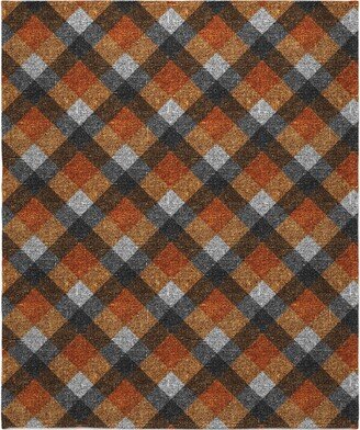 Fleece Photo Blankets: Fall Textured Plaid - Orange And Gray Blanket, Fleece, 50X60, Orange