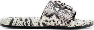 Snakeskin-Effect Flat Slides