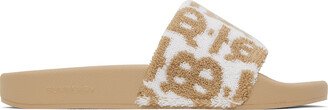 Beige & White Monogram Furley Slides