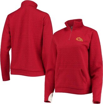 Women's Gameday Couture Cardinal Iowa State Cyclones Embossed Quarter-Zip Jacket