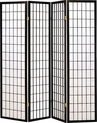 Four Panel Japanese Style Folding Screen, Black and White