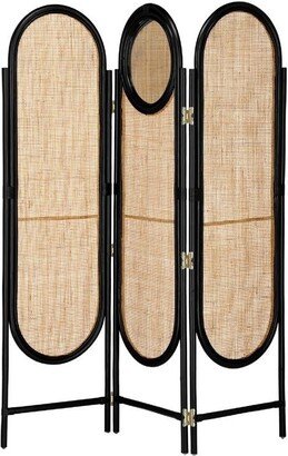 OROA Lalita Black Rattan 3-Panel Room Divider