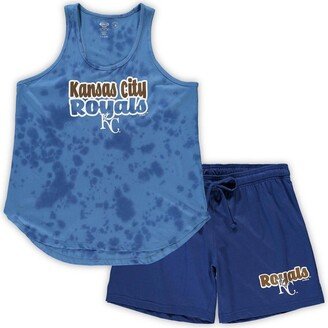 Women's Concepts Sport Royal Kansas City Royals Plus Size Cloud Tank Top and Shorts Sleep Set