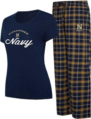 Women's Concepts Sport Navy, Gold Navy Midshipmen Arctic T-shirt and Flannel Pants Sleep Set - Navy, Gold