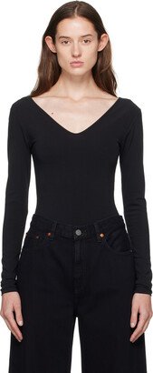 Black V-Neck Bodysuit