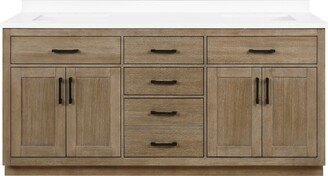 Bailey 72 in. Double sink Bathroom Vanity in Driftwood Oak with Power Bar