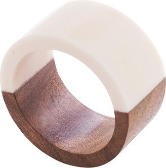 Saro Lifestyle Wood + Resin Napkin Rings, White (Set of 4)