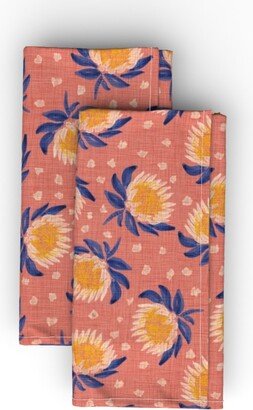 Cloth Napkins: African King Protea - Pink Cloth Napkin, Longleaf Sateen Grand, Pink