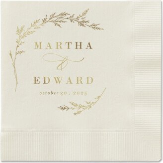 Wedding Napkins: Spectacular Spruce Napkin, Yellow, Ecru