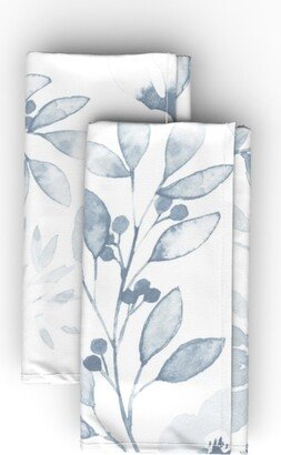 Cloth Napkins: Faded Floral Watercolor - Light Blue Cloth Napkin, Longleaf Sateen Grand, Blue