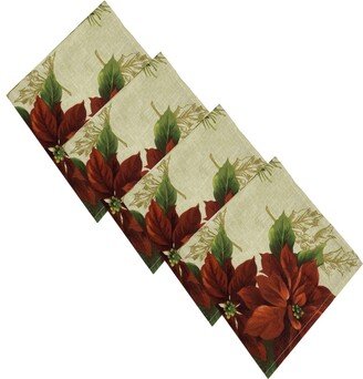 Festive Poinsettia Holiday Cloth Napkins, Set of 4