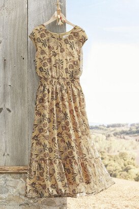 Women's Autumn Botanical Dress - Ochre Multi - PS - Petite Size