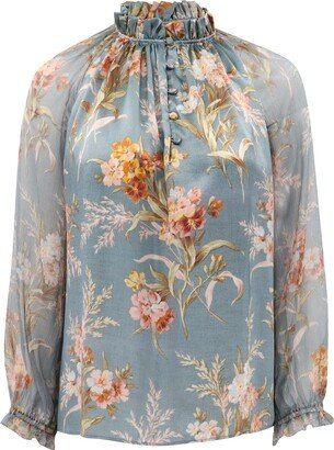 Christy Lynn Karla Blouse - Blue Brocade