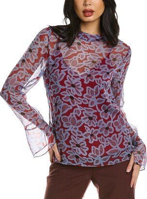 Vera Fleur Mock Neck Blouse