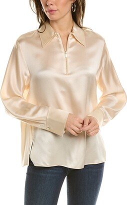 Zipper Silk Blouse